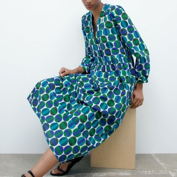NWT Zara Printed Midi Dress - Picture 5 of 15